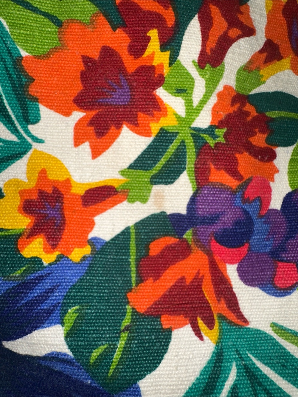 Gitano Tropical Floral Canvas Weekender Bag - White, Green, Blue, Red - Picture 6 of 9